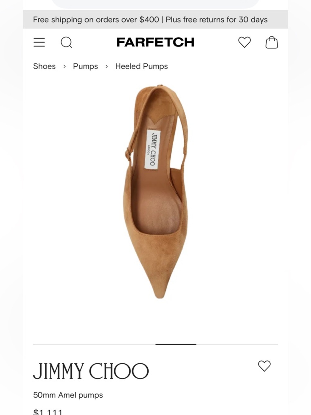 Jimmy Choo Amel Brown Suede Pointed-Toe Slingback Pumps - Picture 8 of 8
